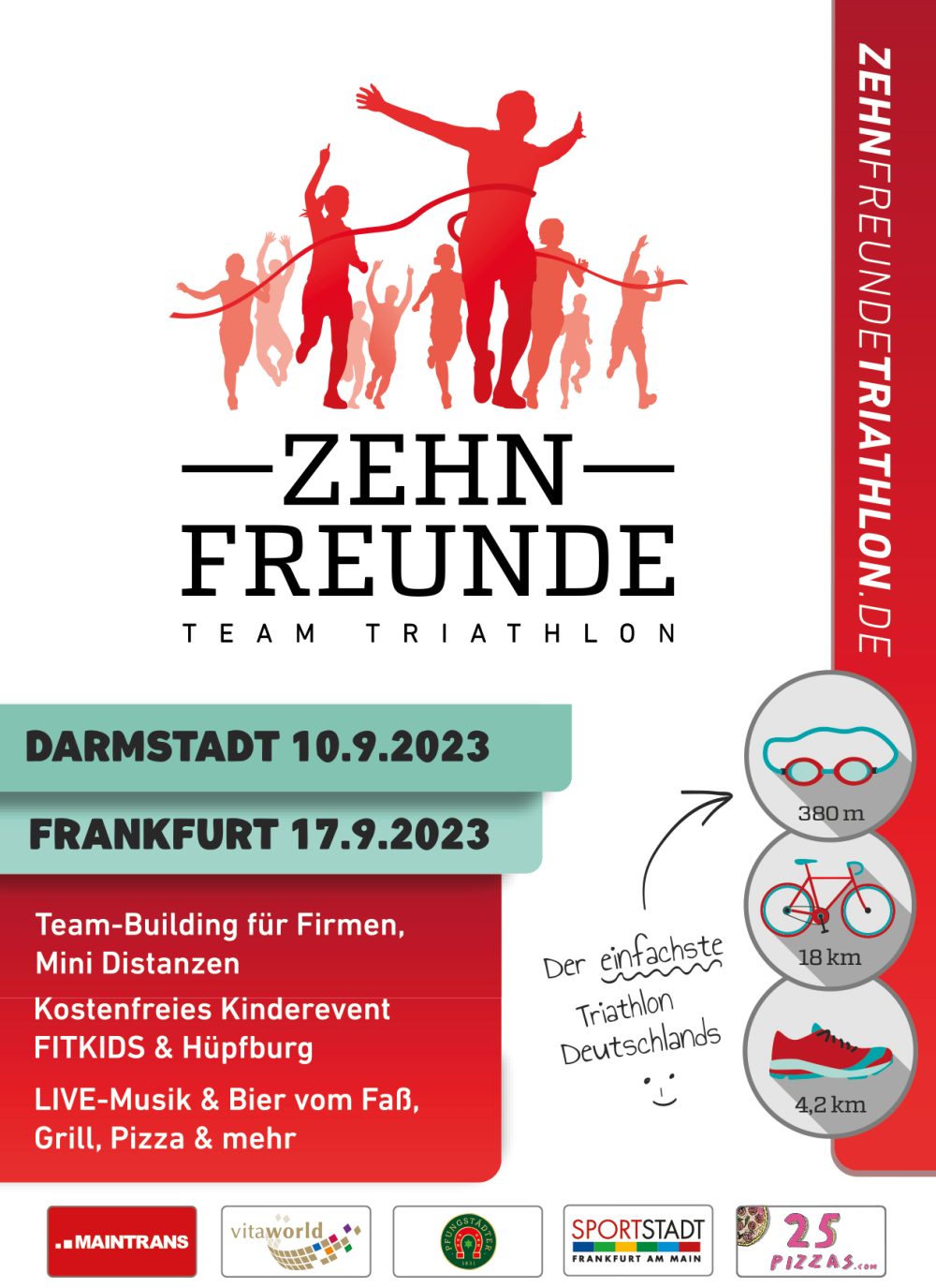 Flyer Zehn Freunde Triathlon Hessen 2023